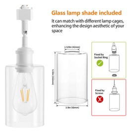 Hiiglxii H Type Track Lighting Heads E26 Track Light Heads Modern Pendant Track Lighting Fixtures Ceiling with Glass Lamp Shade for Kitchen, H Track Lighting Rail System Compatible, 4 Pack (No Bulbs)