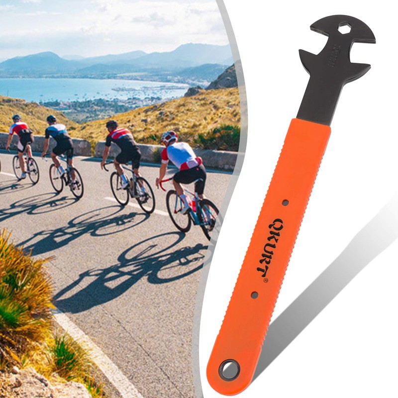 QKURT Bike Pedal Wrench, 15mm Bicycle Pedal Spanner Long Handle