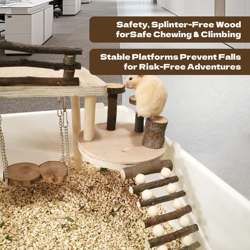 ZYPHOLIE Wooden Hamster Playground (Wood, Large)
