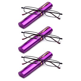 3 Packs Pocket Reading Glasses Ultra Slim Compact Readers Portable Purple +3.25
