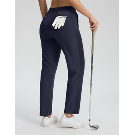 Seamaid Women's Golf Pants with Deep Pockets Travel Pants for Athletic Stretch UPF 50+ Navy L