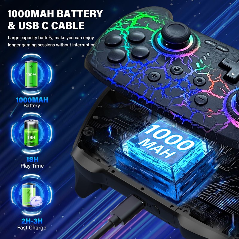 Switch Controller, Wireless Switch Pro Controller for Switch/Switch 2/Switch Lite/Switch
