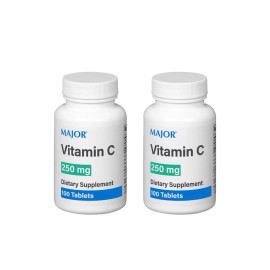 MAJOR Vitamin C Tablets 250mg 100 Count Pack of 2 Daily Dietary Supplement