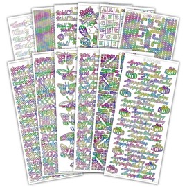 Peel Off Stickers x 12 Sheets of Multi Colour Boarders and Corners