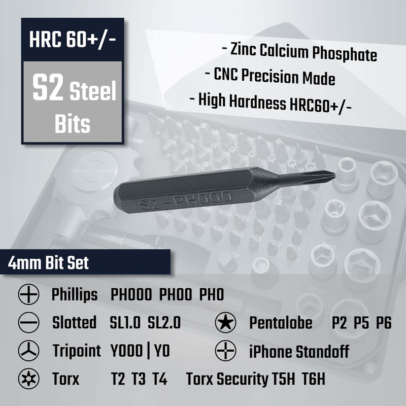 Steinwhale 64 in 1 Gearless Ratchet Screwdriver Bit Set, Ultra