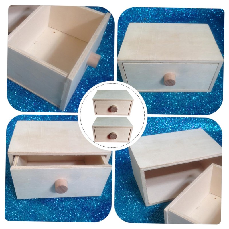 OSALADI 2pcs Wooden Storage Case High Capacity Drawer Organizer for