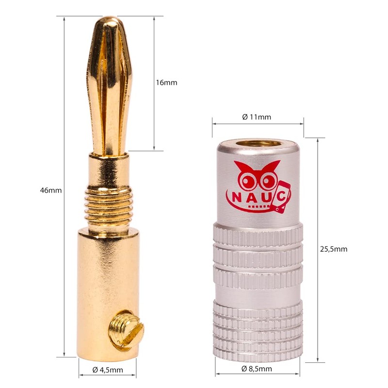 NAUC Banana Plugs for Speaker Cable - Set of 12