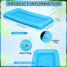 Leitee Inflatable Serving Bar with Drain Plug 52 x 24 x 5'' Inflatable Ice Serving Buffet Bar Inflatable Cooler for Parties Food Cooler for Party Buffet Inflatable Drink Cooler for Party (Blue)