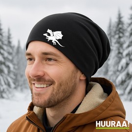 Huuraa Beanie Dragon Silhouette Gift Dragon Gift Idea, black, Unit size