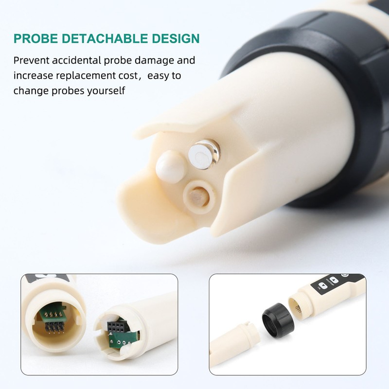 Water Tester 2 in 1 Detachable Probe Design ABS LCD