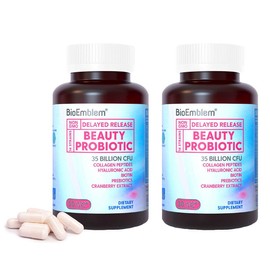 BioEmblem Beauty Probiotics for Women, Daily Probiotics 35 Billion CFU 14 Strains with Biotin, Collagen, Prebiotics for Digestive Health - Size: [60 Days] Economy Pack (30 Capsule * 2)