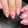 Christmas Press on Nails Short Almond Winter Fake Nails Pink