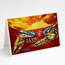 Caroline's Treasures Crab Buster Brown Greeting Cards Pack of 8 Blank Cards with Envelopes Whimsical A7 Size 5x7 Blank Note Cards