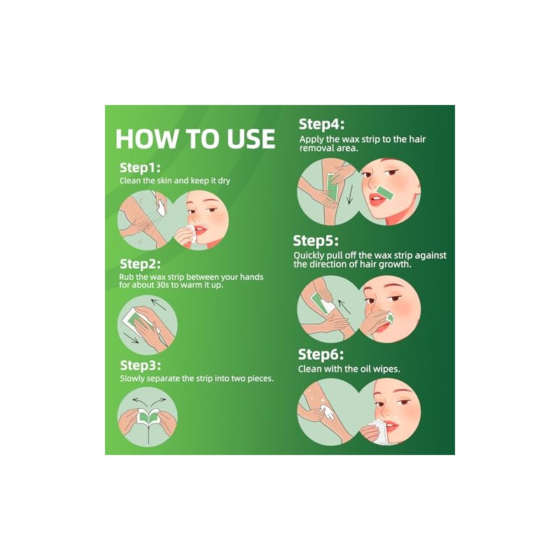100 PCS Wax Strips Hair Removal Kit for Face &
