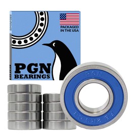 PGN (10 Pack) R8-2RS Bearing - Lubricated Chrome Steel Sealed Ball Bearing - 1/2" x1-1/8 x5/16 Bearings with Rubber Seal & High RPM Support