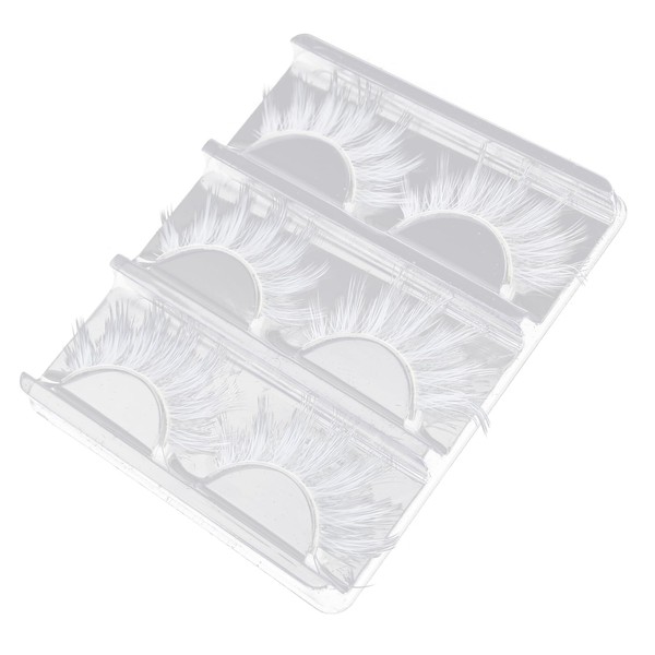 FOMIYES 3 Pairs White Eyelashes Fluffy False Eyelashes 3D Faux
