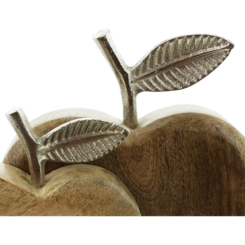 Apple Mango Wood & Aluminium, Set of 2, Decorative Fruit