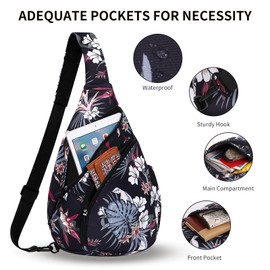 HUA ANGEL Crossbody Sling Bag, Multipurpose Sling Pack for Travel Hiking Trendy Chest Bag Shoulder Daypack, Convertible Strap