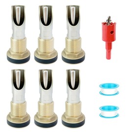 6Pcs Pig Waterer Nipples, Stainless Steel Automatic Pig Nipple Waterer Hog Water Drinker Feeder with Brass Water Tank Connector, Drill Bit and Tape, for Hog Piglets Goat