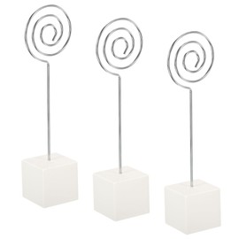 PATIKIL Resin Cube Base Picture Card Holder, 3 Pack Circle Shape Note Holder, White