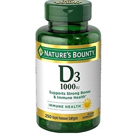 Nature's Bounty Vitamin D3-1000 IU, Rapid Release Softgels 250 ea (Pack of 2)