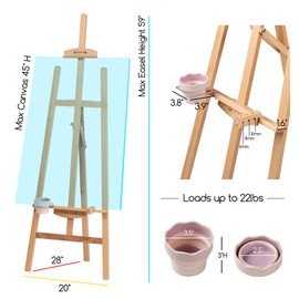 MEEDEN Easel Stand for Painting Canvas: Beechwood Lyre Easel Tripod Stand - Adjustable Art Paint Easel with Brush Holder, Washer & Metal Stand, Perfect Artist Easel for Painting, Display, Wedding Sign