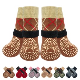 BEAUTYZOO Anti Slip Dog Socks for Hardwood Floors,Dog Shoes for Hot/Cold Pavement, Injury Prevent Licking for Small Medium Large Dogs,Traction Control Non-Slip Socks for Old Senior Dog, Paw Protector