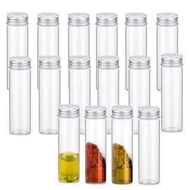 16PCS Glass Spice Jars Transparent Spice Containers Empty Seasoning Storage Bottle with Aluminum Lids Spice Bottles Glass Seasoning Jars for Home Kitchen Outdoor Camping Gardening 50ml /1.7oz