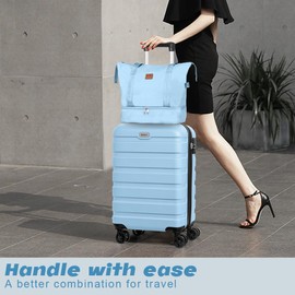 AnyZip Luggage Set 20 Inch Carry on Luggage PC ABS Hardshell Lightweight Suitcases for Travelling with 4 Universal Wheels TSA Lock Light Blue