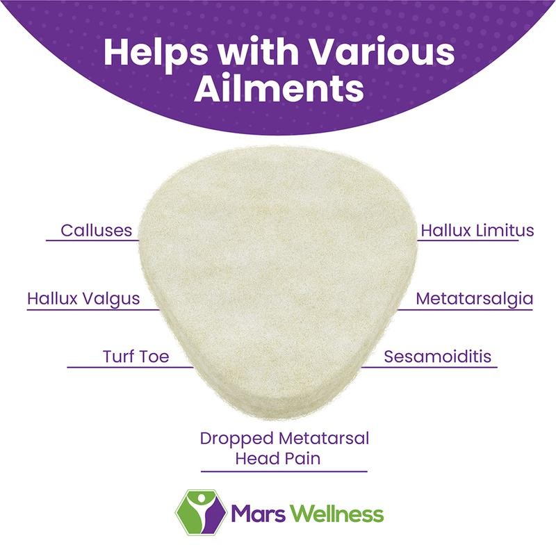 Mars Wellness Metatarsal Felt Foot Pad - 6 Pairs (12