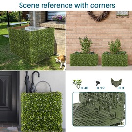 Coarbor Corner Bracket Kit for Artificial Grass Wall Hard Panels Topiary Hedge Plant Wall Privacy Screen Fence Backdrop Wall, 2Set Includes 6 x Corner Connectors, 80 x Grasses, 24 x Screws