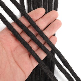 Dreadlock Extensions Human Hair 4 Inch 30 Strands 0.4cm Thickness 100% Real Human Hair Full Head Handmade Loc Extensions Braids for Man/Women Can Be Dyed Bleached Curled Twisted