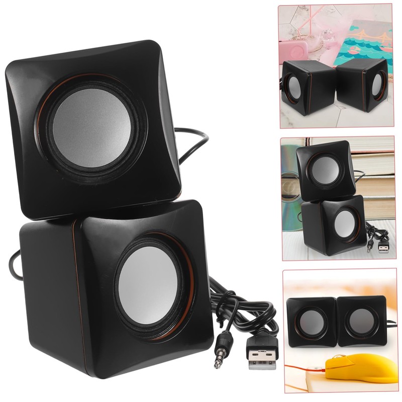 Operitacx 1 Pair Portable Desktop Speakers with Strong Bass for