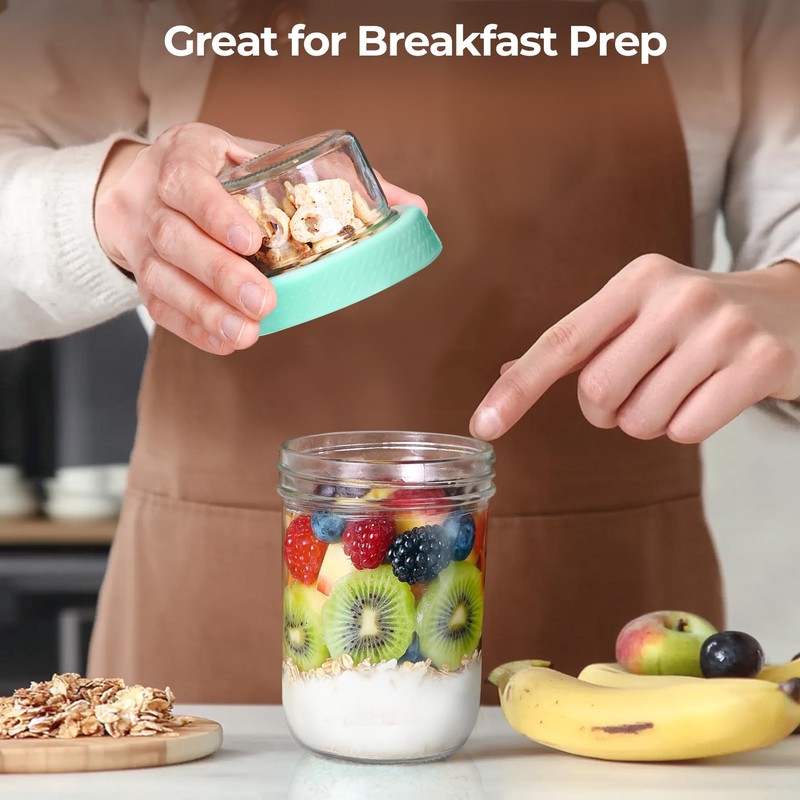 ComSaf 1-Pack 16 oz Overnight Oats Containers with Lids