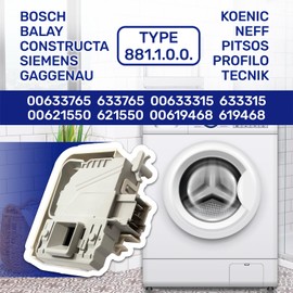 Door Lock of the Washing Machine T85 16(6) A 250V with 3 contacts with the Original Code 00619468 00633765 for Bosch for Siemens - Complete with Microfibre Cloth - Warranty 10 Years – MONTERAL
