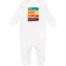 inktastic Nail Tech Eat Sleep Nail Art Repeat Baby Romper Coveralls Newborn White 3b6f3