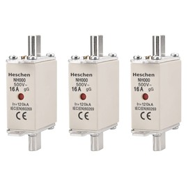 Heschen NH Fuse Link, NH000, 16A, gG, Front Indicator Combination Detector, Pack of 3
