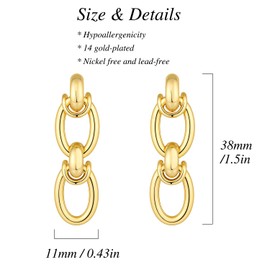 Gold Dangle Earrings for Women Daily commuting Gold Statement Geometric Drop Dangle Long Link Earrings Jewelry Gift