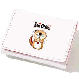 BJDAMAI Sea Otter Wallet For Teens Kids Girls Age 6,7,8,9,10,11,12, Small Slim Thin Mini Compact Women Wallet, Animal Lovers Gifts Stuff, Cash Card Coin Pocket Window For Female!