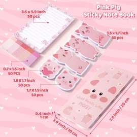 E1mity Cute Pig Sticky Notes Set - 550 Sheets Kawaii Pink Piggy I Just Really Like Pig Self-Stick Paper Clips Memo Pads Page Marker for Kids Home Office School Supplies Gift