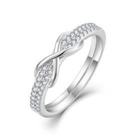 Inpasne Infinity Promise Rings for Her 925 Sterling Silver 18K White Gold PlatedWedding Engagement Eternity Ring Cubic Zirconia Jewelry Gifts for Women Size 7
