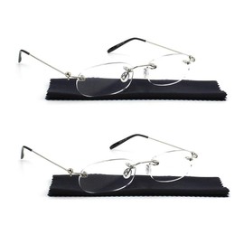 Viseng 2 Pairs Unisex Super Lightweight Rimless Quality Readers Ultra Thin Clear Lenses Frameless Reading Glasses +3.0