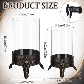 Singhoow Set of 2 Hurricane Glass Candle Holders, Glass Dome & Metal Base