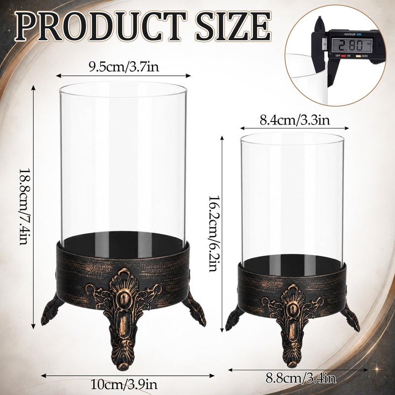 Singhoow Set of 2 Hurricane Glass Candle Holders, Glass Dome