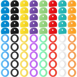 Vibit 80 Pack Key Caps Covers 1 Inch Standard & 0.95 Inch Round Key Caps Set 2 Styles Key Head Protectors for Small Regular Round Flat House Keys (Not Suitable for Square or Odd-shaped Keys), 8 Colors