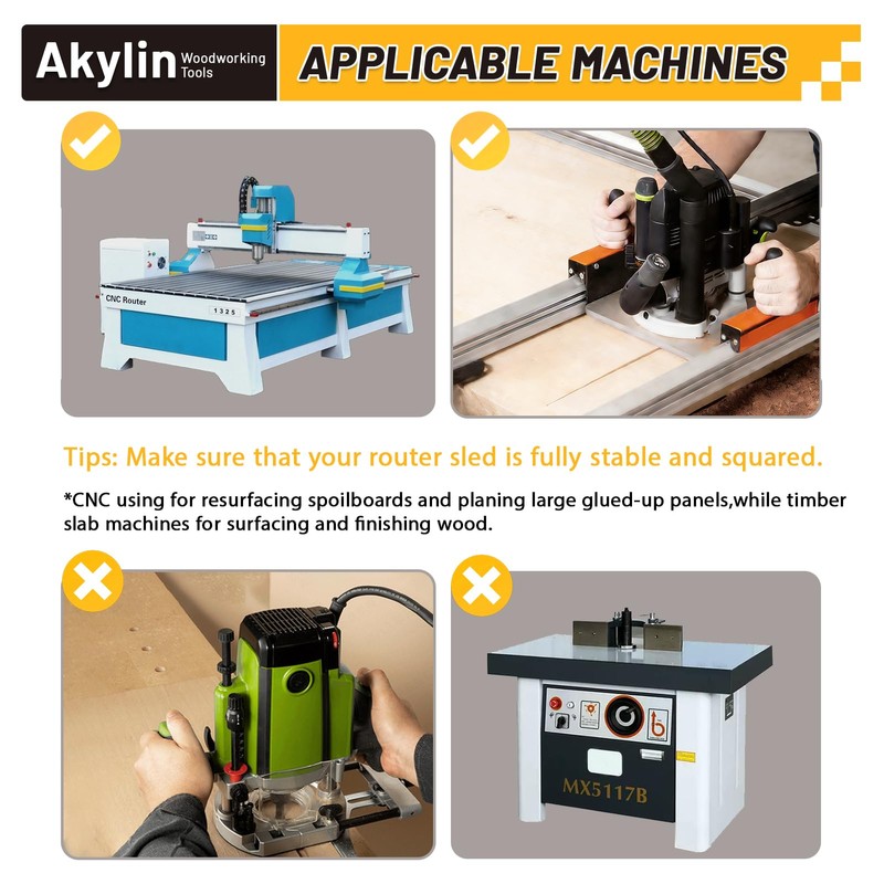 Akylintools CNC Slab Flattening Router Bit 1/2 Shank,Surfacing Bits 2"
