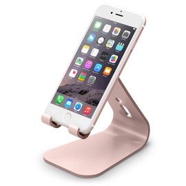 elago M2 Stand [Rose Gold] - [Premium Aluminum][Angled for Video Calls][Cable Management][Modern Design][Compatibility] - for All iPhones, Galaxy, and Other Smartphones