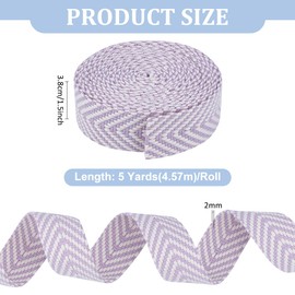MAYJOYDIY 4.6 m Purple Polycotton Ribbon with Striped Pattern, 38 mm, Flat Webbing, Polyester, Cotton Webbing, Two-Tone, Heavy Webbing for Crafts, Belts, Bags, Handles, Sewing Accessories