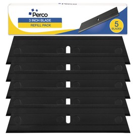 Perco Plastic Scraper Blade Refills - Durable, Rust-Free Single-Edged 3-Inch Non-Scratch Razor Blades for Decals, Adhesives, Vinyl & More – Ideal for Cars, Glass & Delicate Surfaces - 5 Blades Per Box