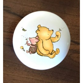 White POOH PIGLET DANDALION WHITE CERAMIC KITCHEN CABINET DRESSER KNOB DECOR